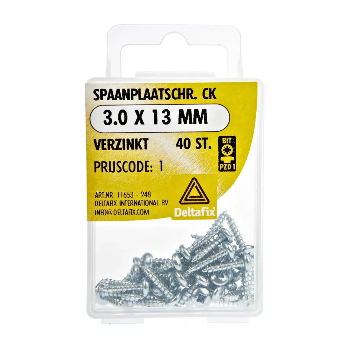 Deltafix spaanplaatschroef pozidrive cilinderkop 3x13mm 40st - Afbeelding 2